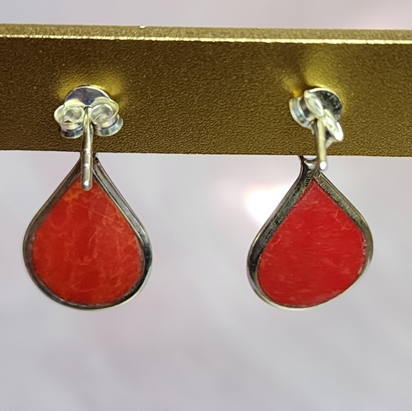 Sponge Coral 🪸 and Sterling Earrings - Picture 4 of 5